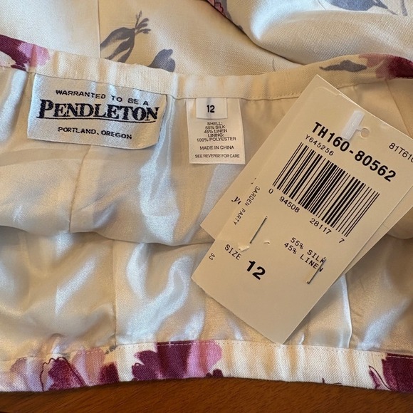 NWT Vintage Pendleton Floral Silk Linen Blend Lined High-Rise Pants Retro Office - Picture 7 of 10